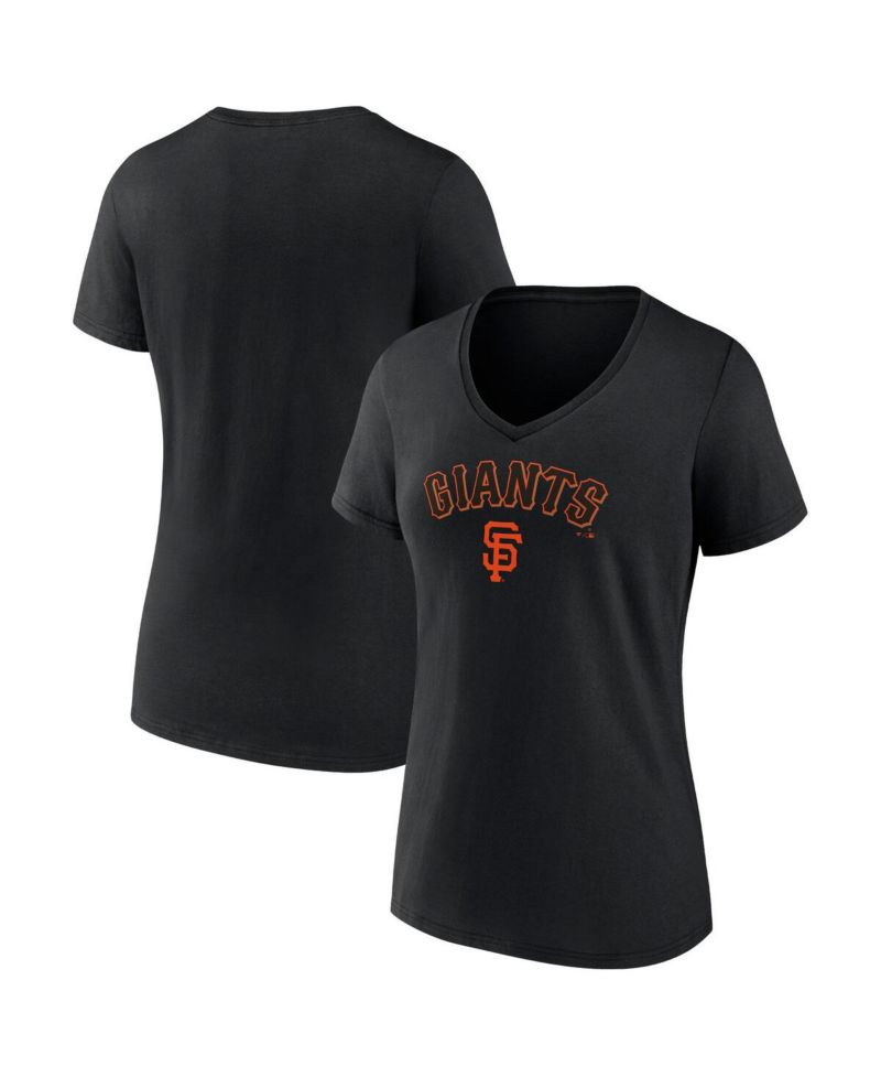 Women's Black San Francisco Giants Team Lockup V-Neck T-shirt
