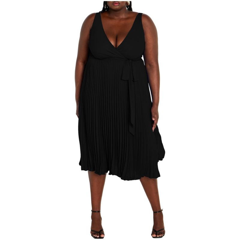 Plus Size Lilly Faux Wrap Pleat Dress