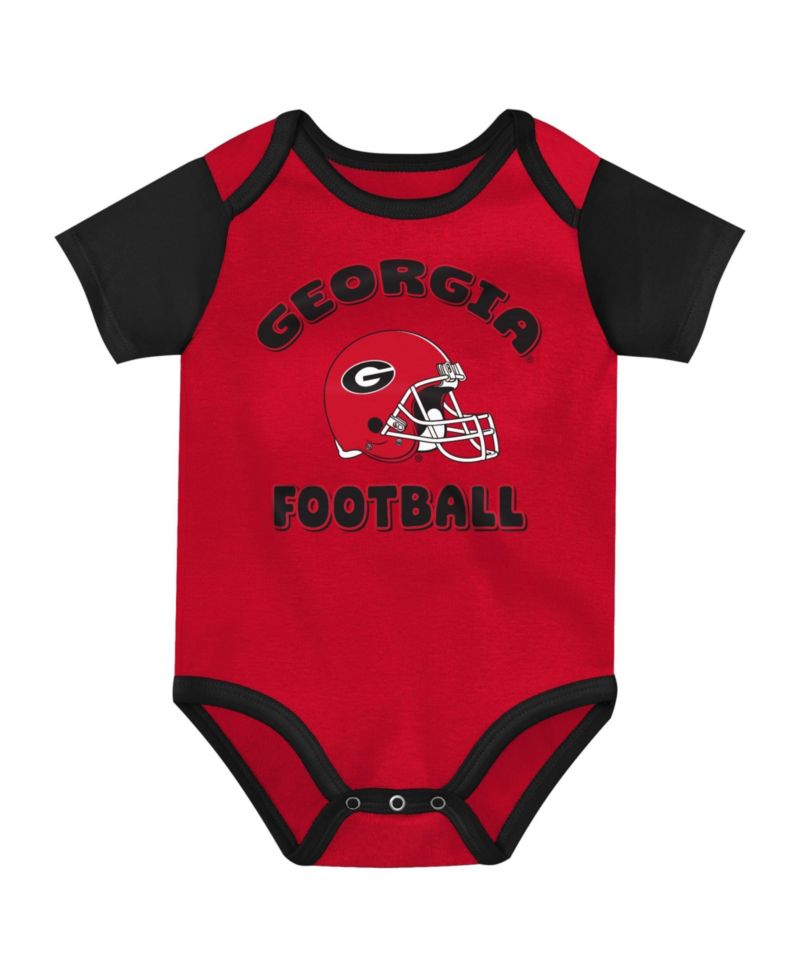 Baby Boys and Girls Red Georgia Bulldogs Star Player Three-Piece Bodysuit Set