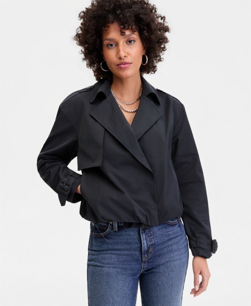 Women's Bubble-Hem Short Trench Coat