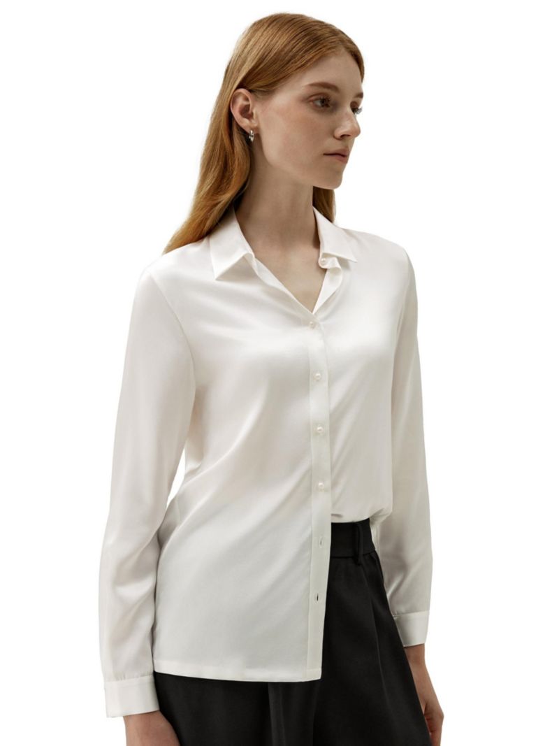 Women's Classic Pearl Button Silk Shirt