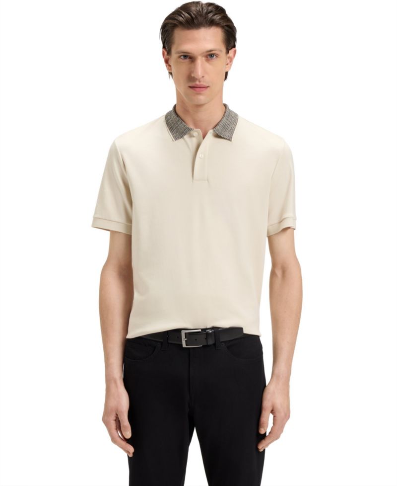 Men's Patterned Collar Pima-Cotton Polo Shirt