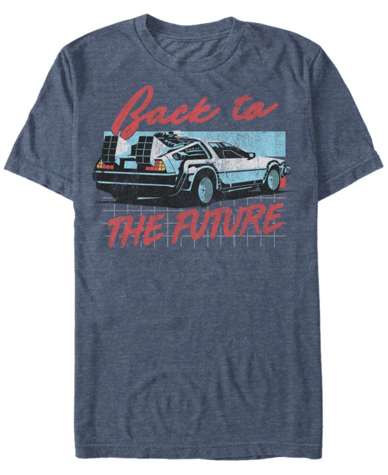 Back to the Future Franchise Men's Delorean Grid Short Sleeve T-Shirt