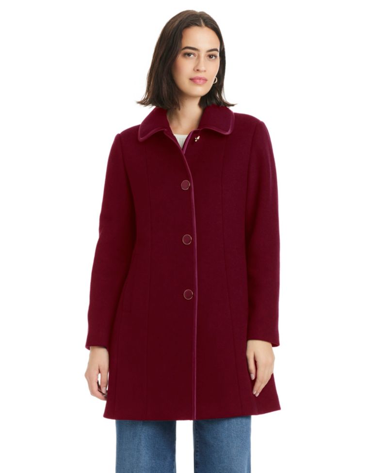 Women's Single Breasted Satin-Trimmed Coat