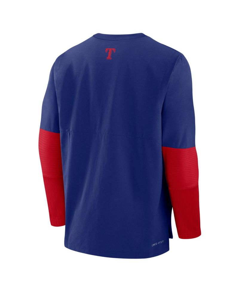 Men's Royal/Red Texas Rangers Authentic Collection Lightweight Player Performance Long Sleeve Top
