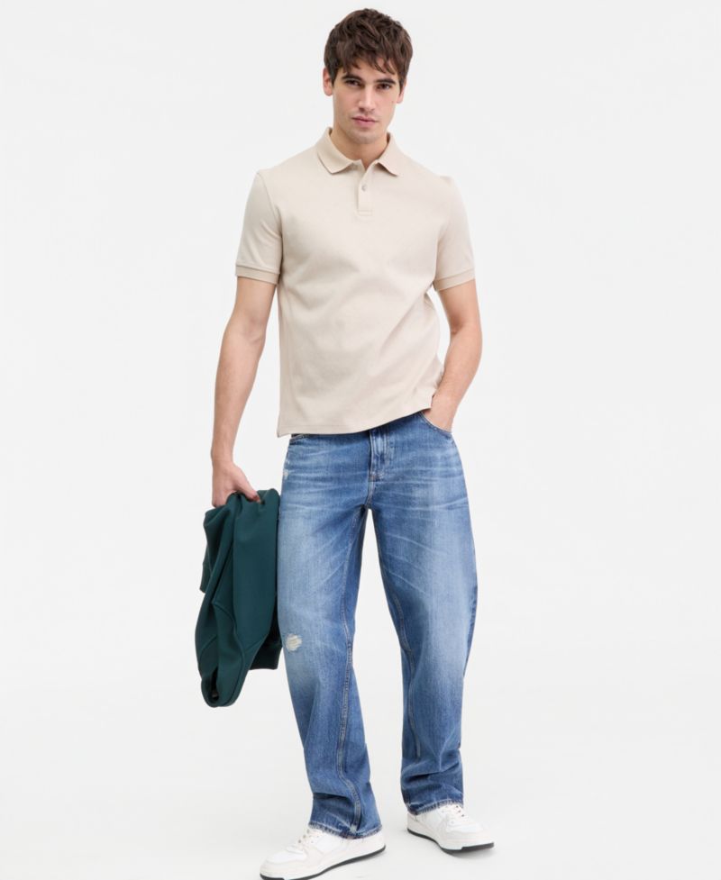 Men's All-Over Jacquard Knit Polo Shirt