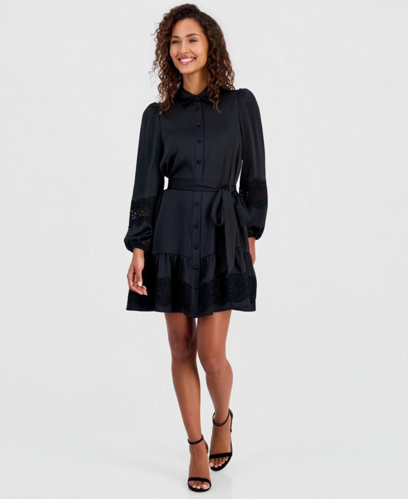 Women's Tiered Belted Shirtdress