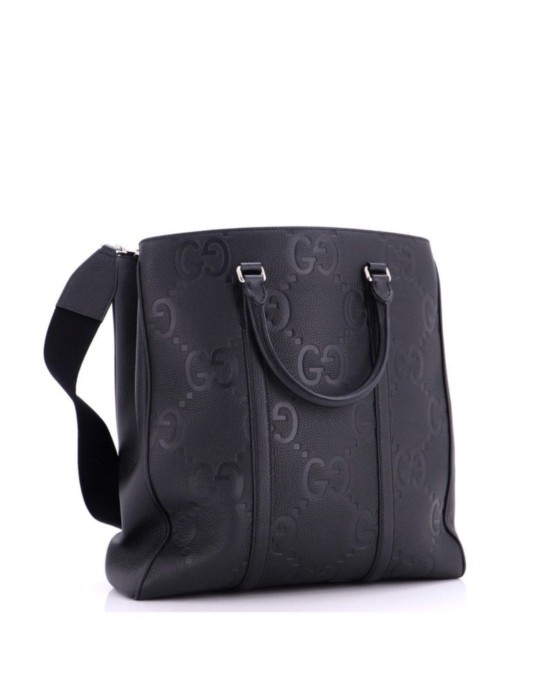 Medium Vertical Structured Top Handle Open Tote Jumbo GG Embossed Leather