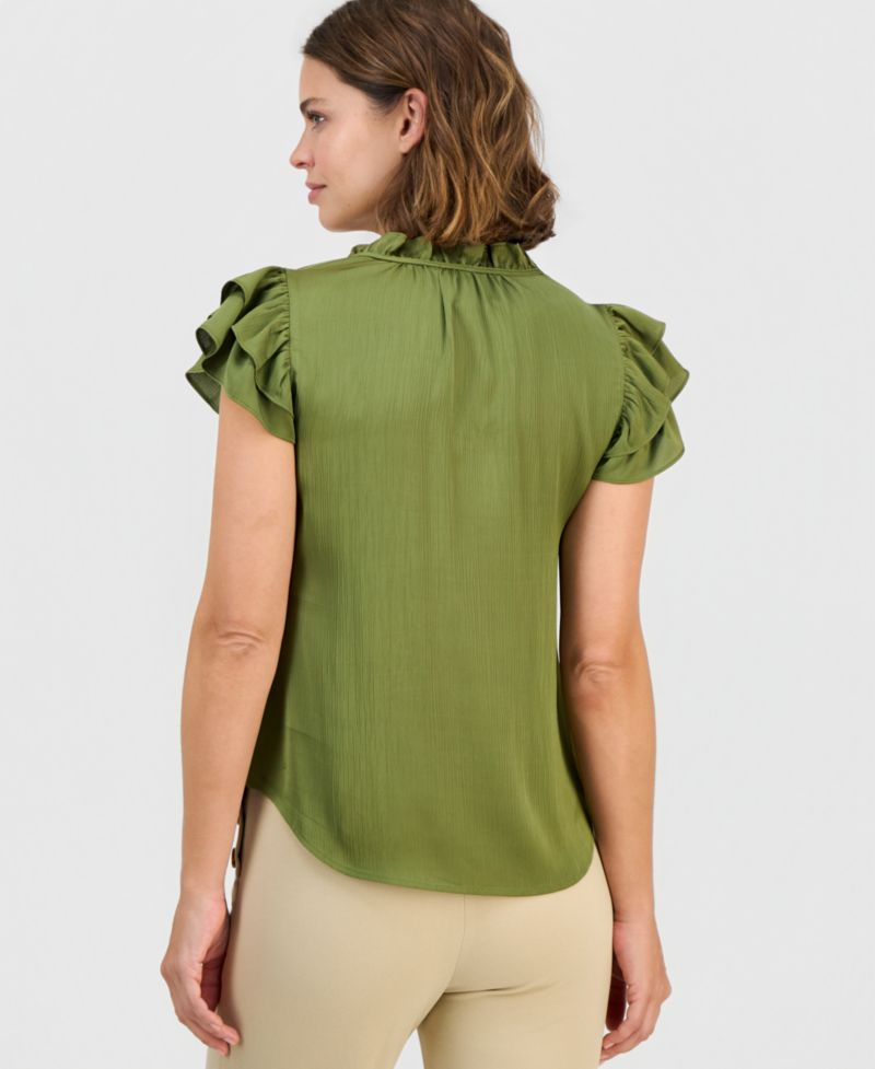 Women's Tie-Neck Ruffle-Sleeve Blouse