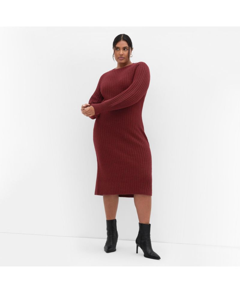 Plus Size Sarah Long Sleeve Rib Dress