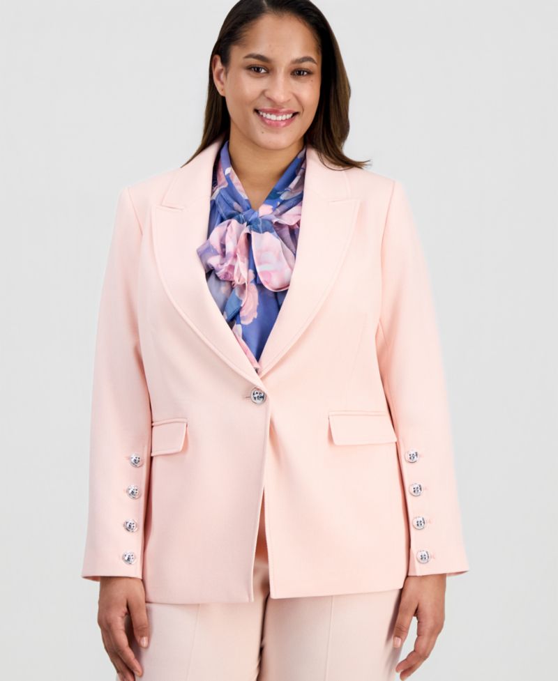 ASL Plus Size Peak-Lapel One-Button Blazer
