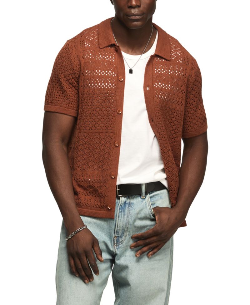 Men's Crotchet Button-Down Shirt