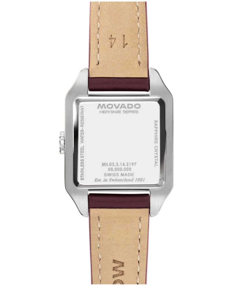 Women's 1917 Swiss Quartz Cherry Leather Watch, 25 x 34.1mm