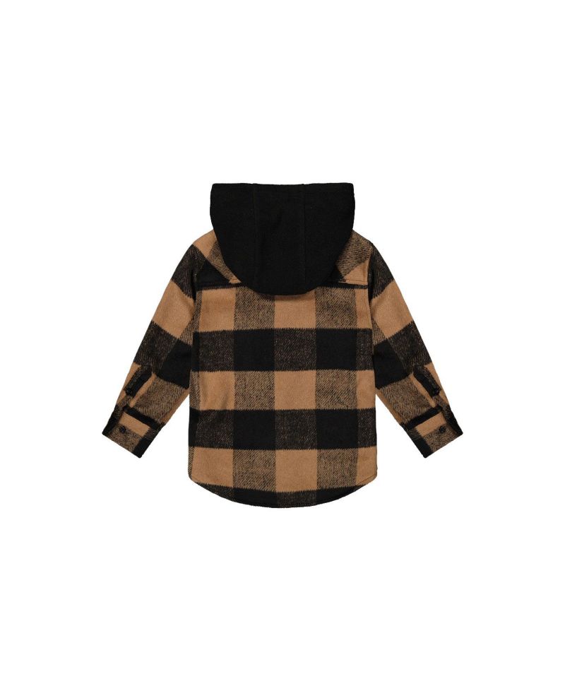 Little and Big Boy 6-12Y Flannel Shirt with Fleece Hood