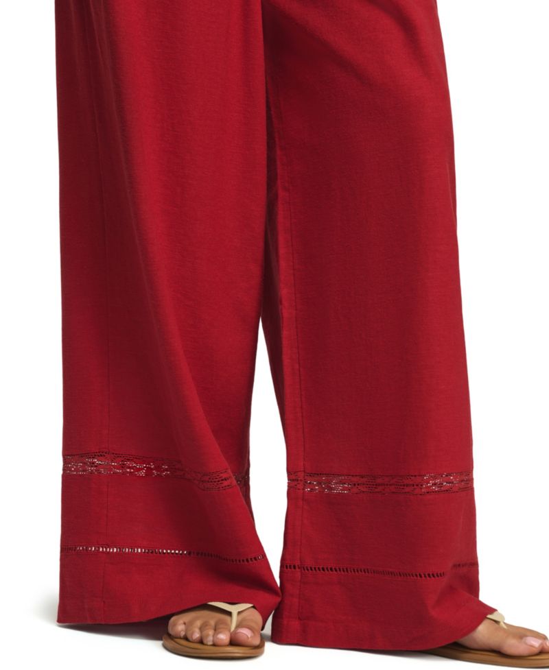 Women's Wide-Leg Lace Trim Pull-On Pants