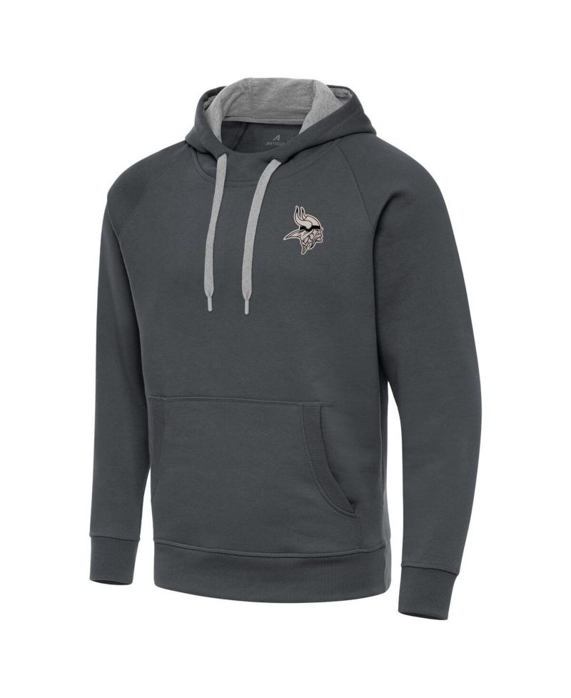 Men's Charcoal Minnesota Vikings Brushed Carbon Victory Pullover Hoodie