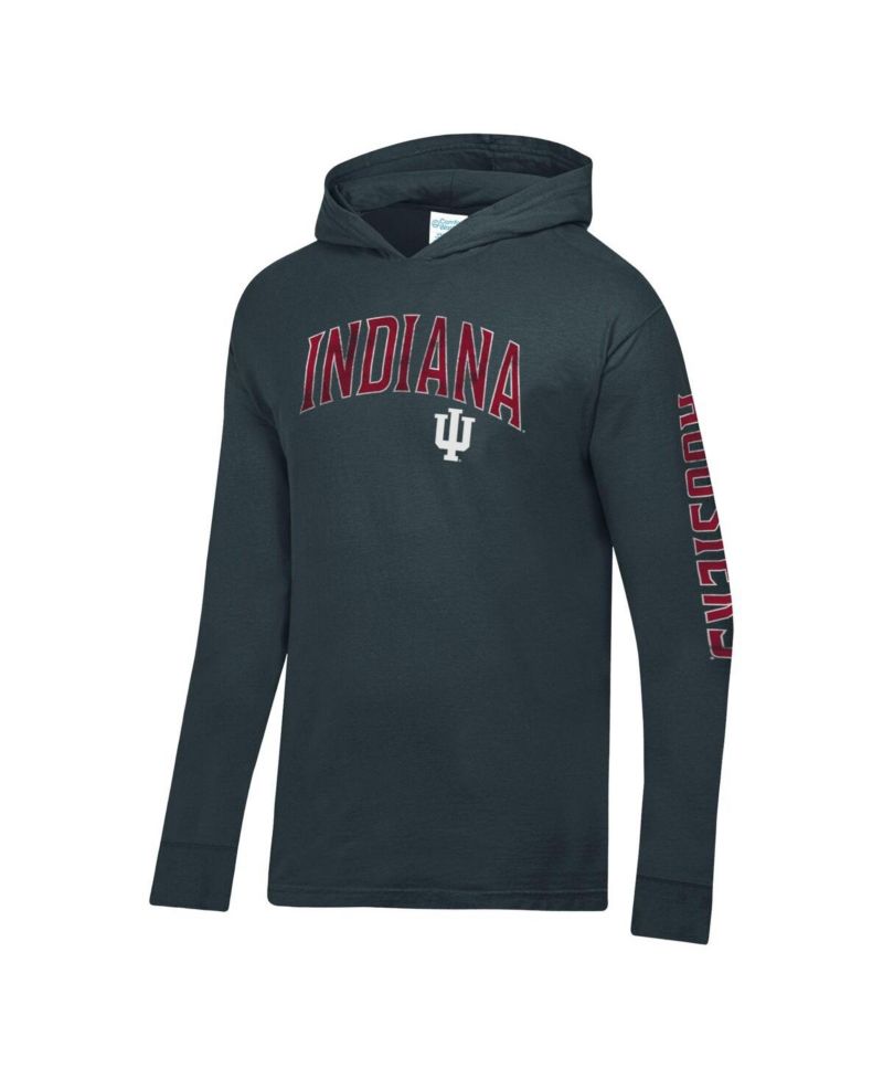 Men's Charcoal Indiana Hoosiers Long Sleeve Hooded T-Shirt