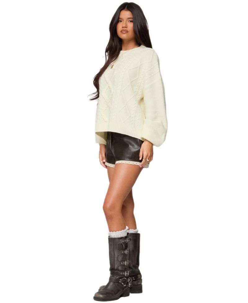 Women's Braided Cable Knit Oversized Sweater