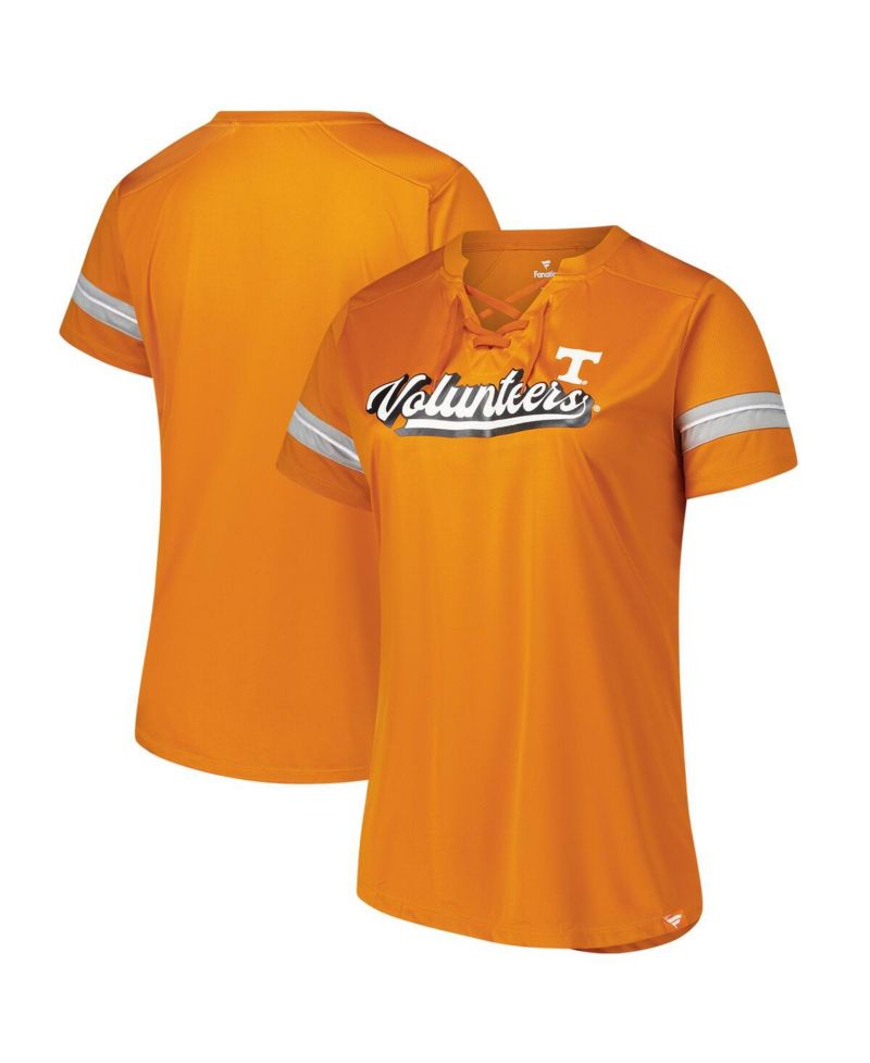 Women's Tennessee Orange Tennessee Volunteers Plus Size Overtime Readiness Lace-Up T-Shirt