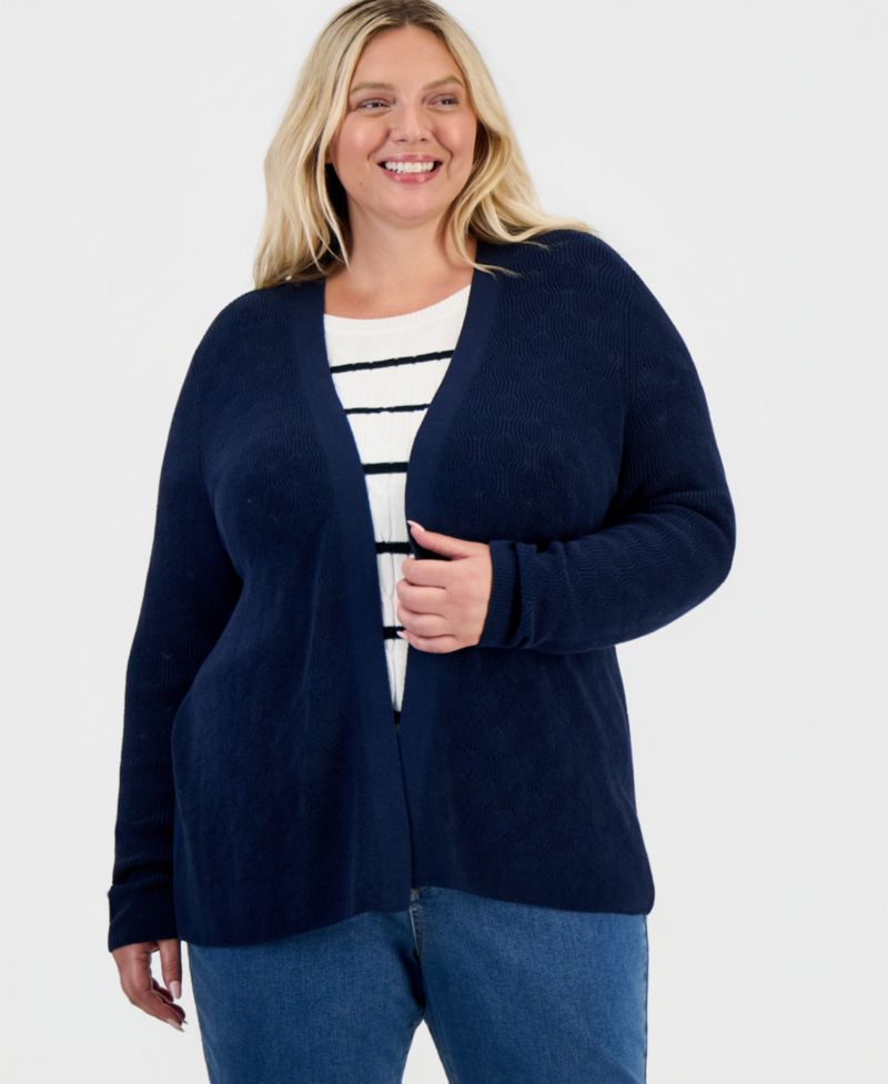 Plus Open Stitch Cardigan, Macy's Exclusive