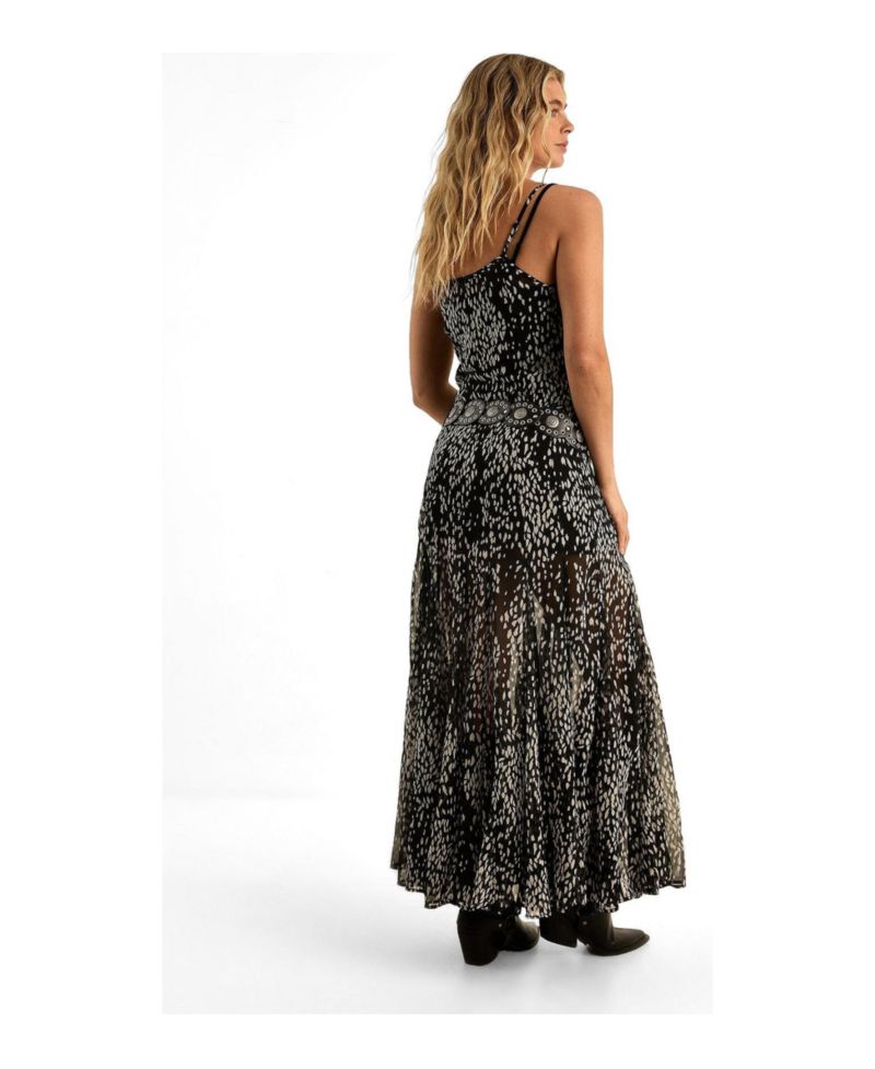 Women's Spot Godet Hem Strappy Maxi Dress