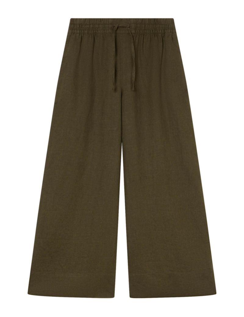 Women's Elasticated Linen Crop Trousers