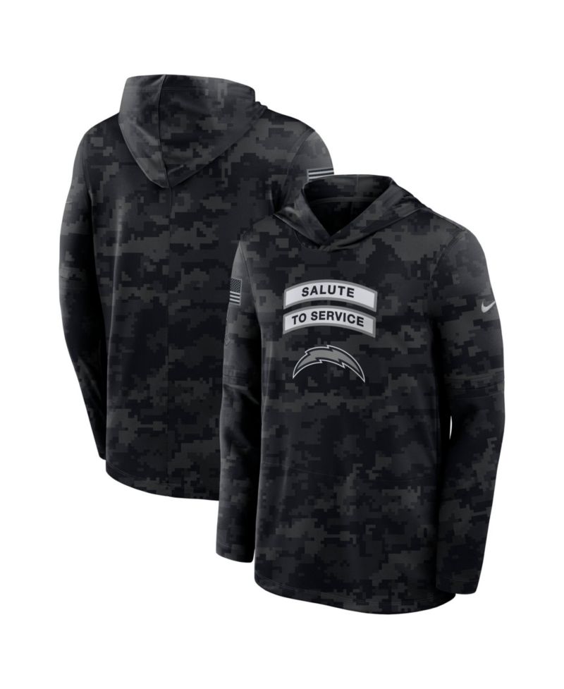 Men's Black Los Angeles Chargers 2026 Salute to Service Sideline Lightweight Hooded Pullover