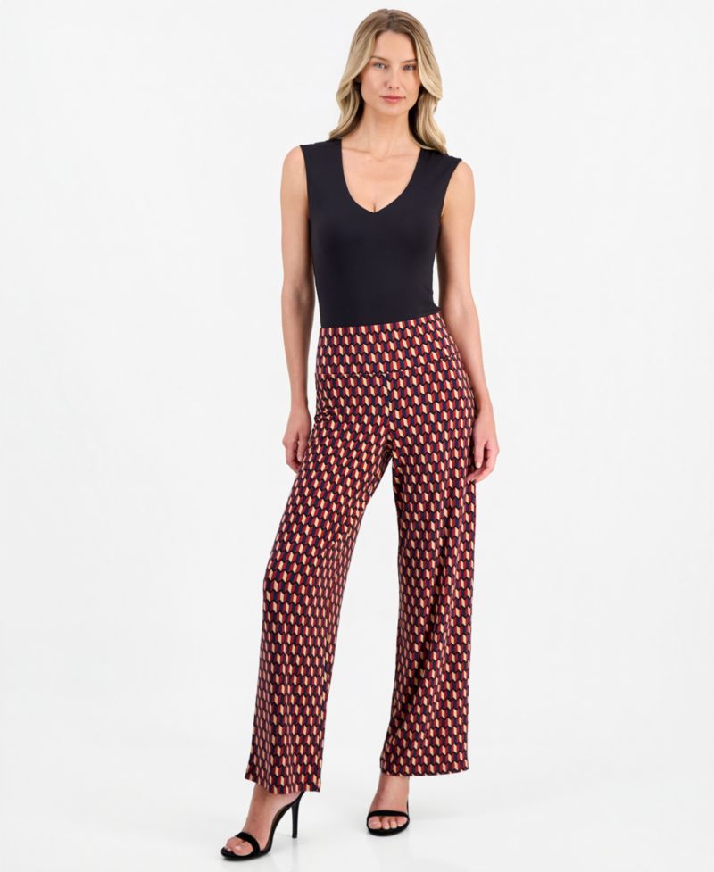 Women's Printed High Rise Pull-On Pants, Regular & Petite
