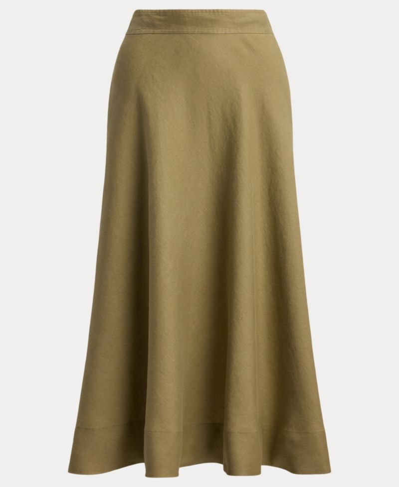 Women's Linen A-Line Midi Skirt