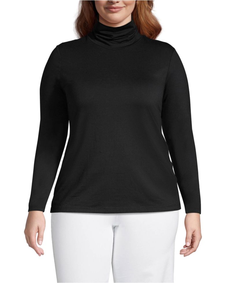 Plus Size Lightweight Fitted Long Sleeve Turtleneck Tee