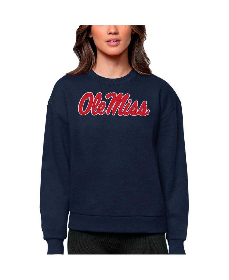 Women's Navy Ole Miss Rebels Victory Crewneck Pullover Sweatshirt