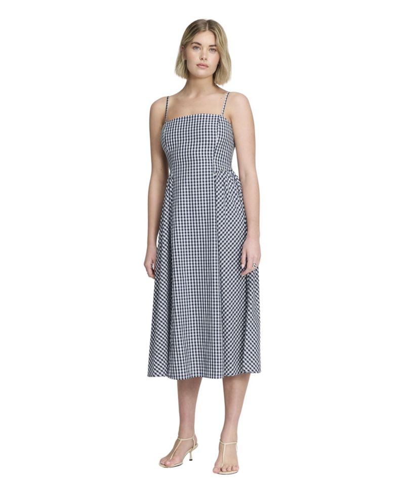 Women's Romina Gingham Square Neck Sleeveless Midi Dress