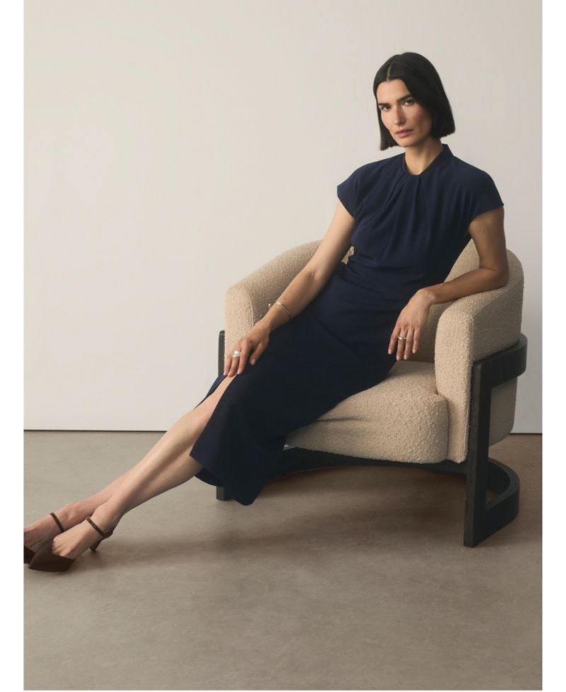 Women's Rossano High-Neck Short-Sleeve Midi Dress