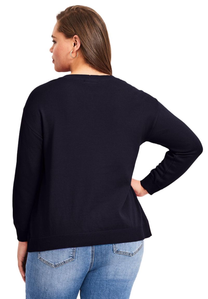 Women's Plus Size Americana Long Sleeve Crewneck Sweater