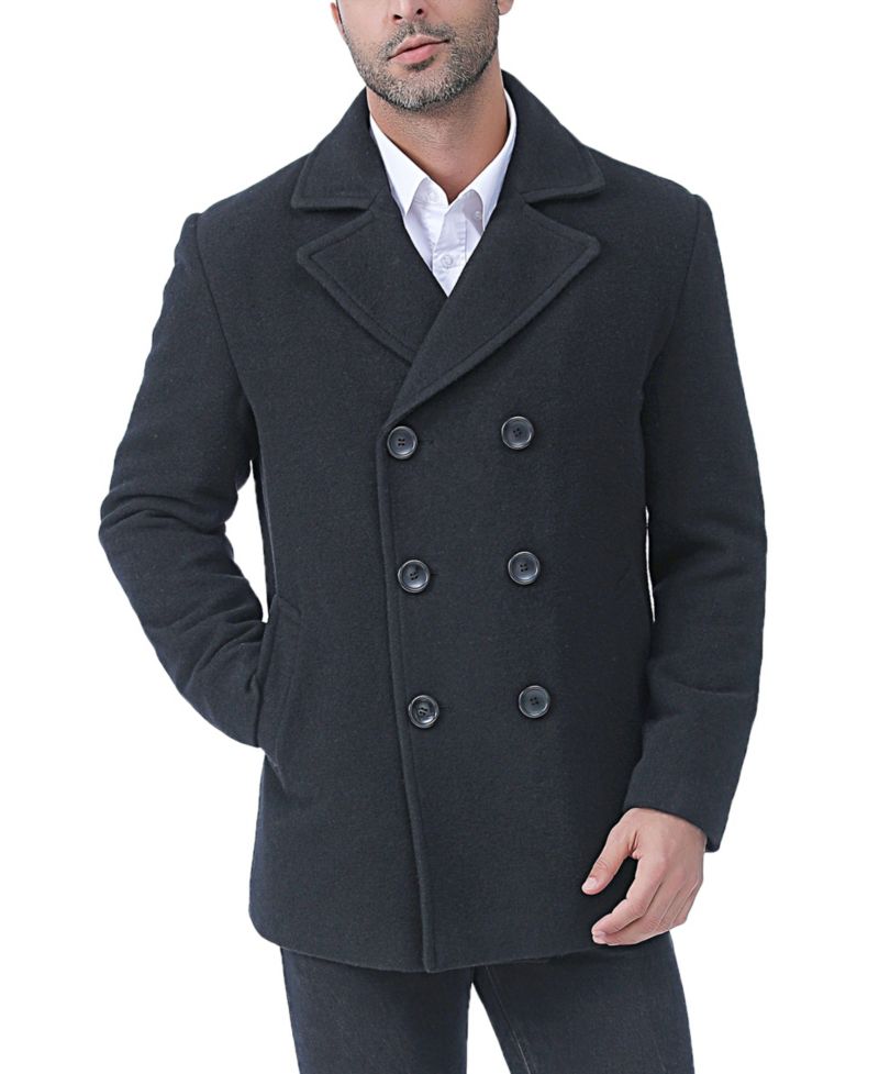 Men Hugh Wool Blend Pea Coat - Big and Tall