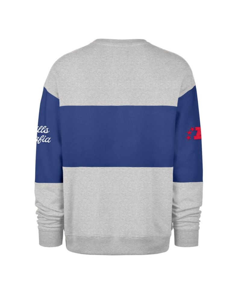 Men's '47 Royal/Heather Gray Buffalo Bills Blockfield Maximalist Sweatshirt