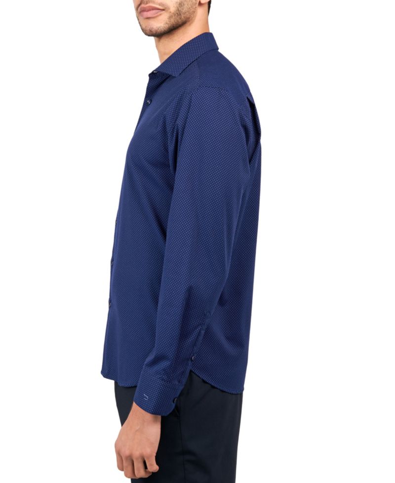 Men's Dot-Print Wrinkle-Free Dress Shirt