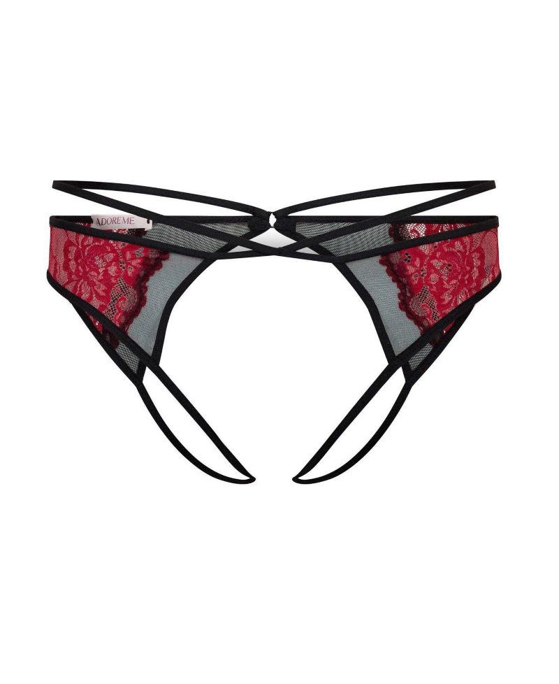 Saveria Crotchless Sheer-Mesh Floral Panty
