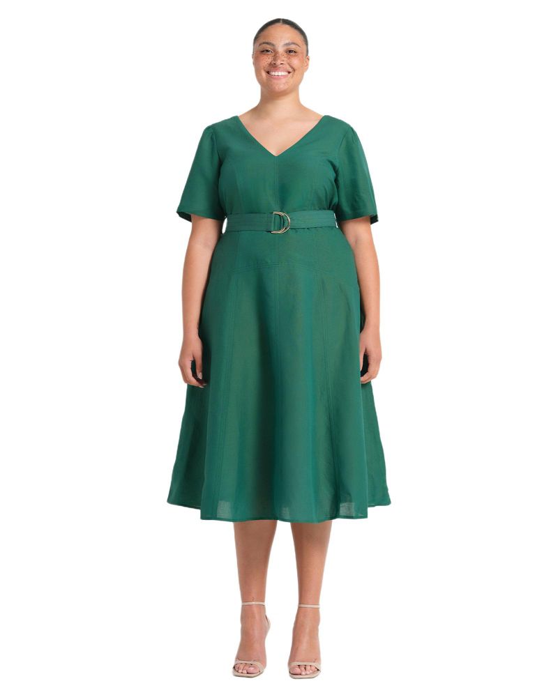 Women's Aelin Linen Belted Fit Flare Maxi Dress