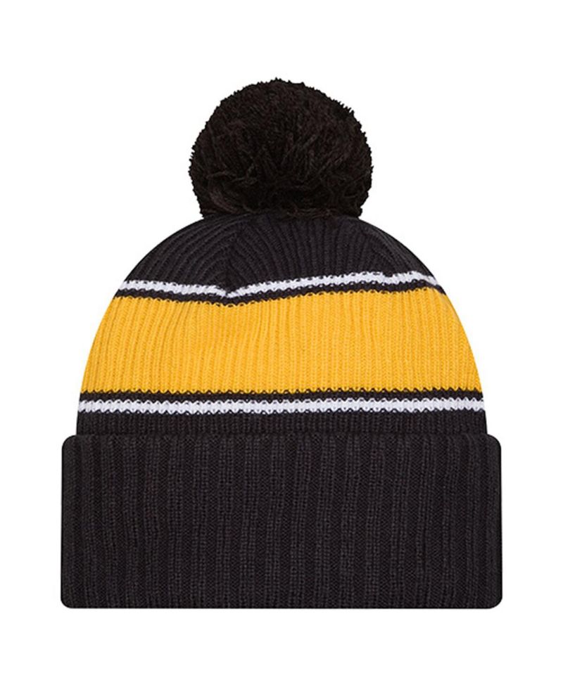 Men's Black West Virginia Mountaineers Bold Cuffed Knit with Pom Hat
