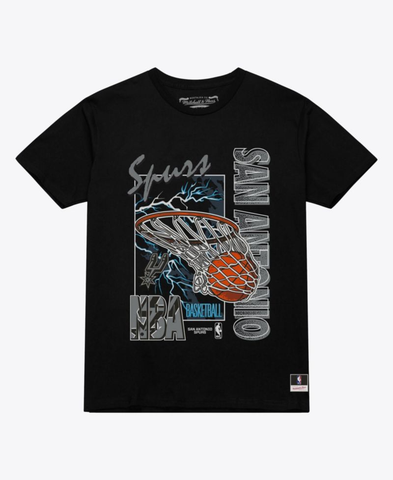 Men's Mitchell Ness Black San Antonio Spurs Lightning Swish T-Shirt