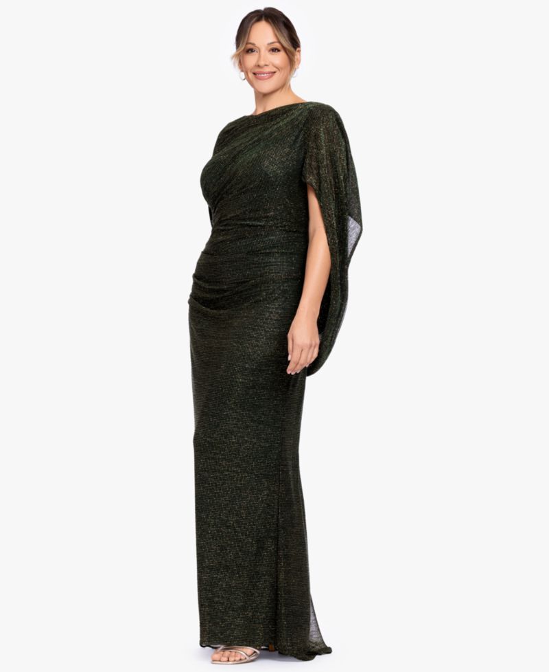 Plus Size Stretchy Glitter Metallic Gown