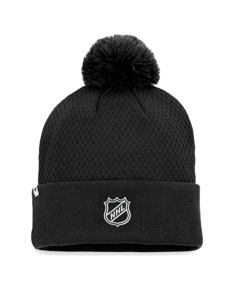 Women's Black Arizona Coyotes Authentic Pro Road Cuffed Knit Hat with Pom