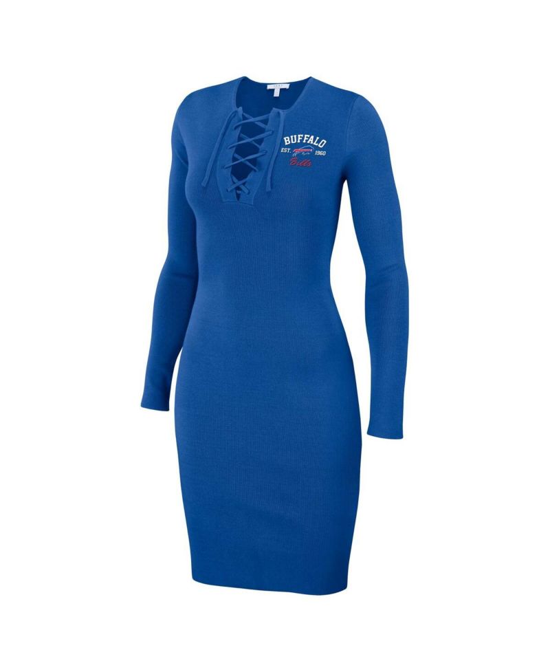Women's Royal Buffalo Bills Lace Up Long Sleeve Dress