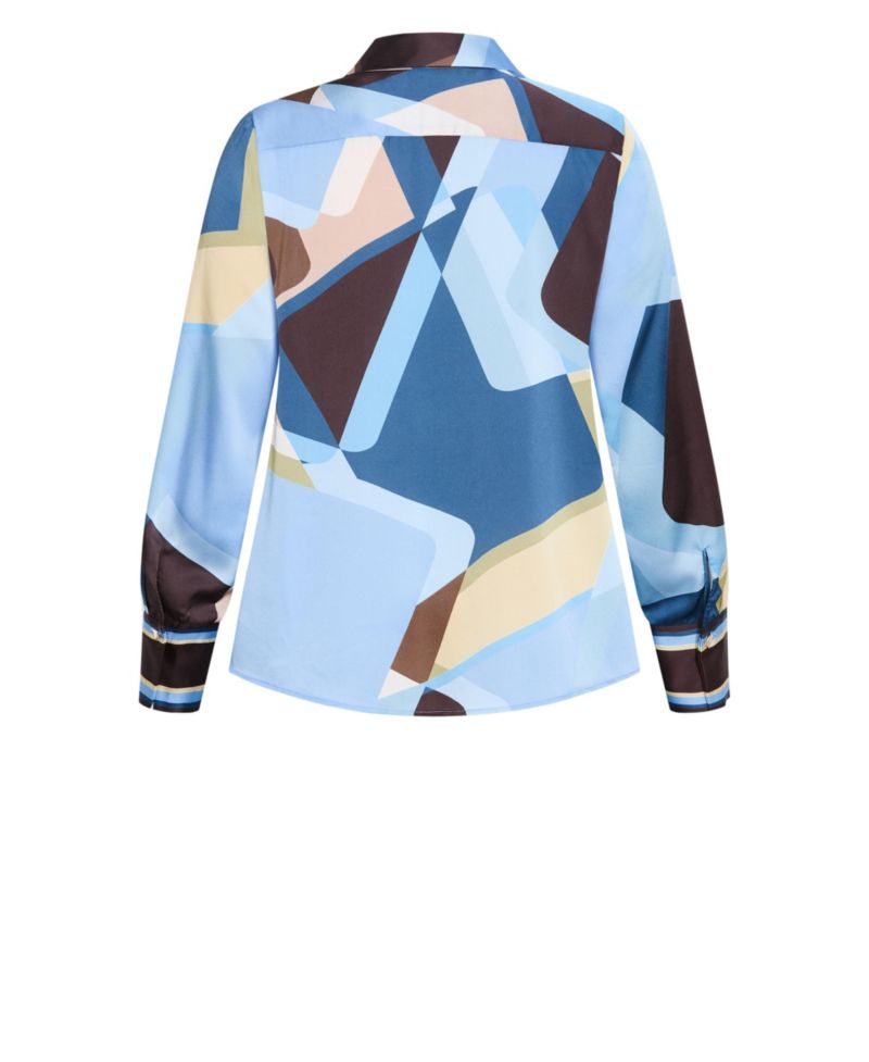 Plus Size Amaya Abstract-Print Long-Sleeve Button-Up Shirt
