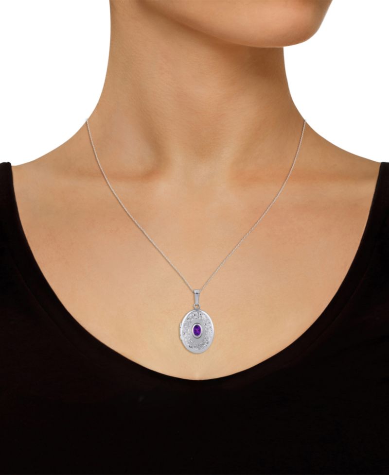 Citrine (3/8 ct. t.w.) Locket Pendant Necklace in Sterling Silver (Also Available in Muti-Stones)