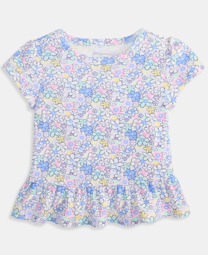 Baby Girls' 3M-24M Mix and Match Floral-Print Peplum T-Shirt