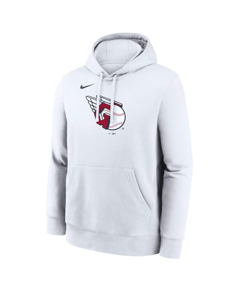 Men's White Cleveland Guardians Logo Club Hoodie