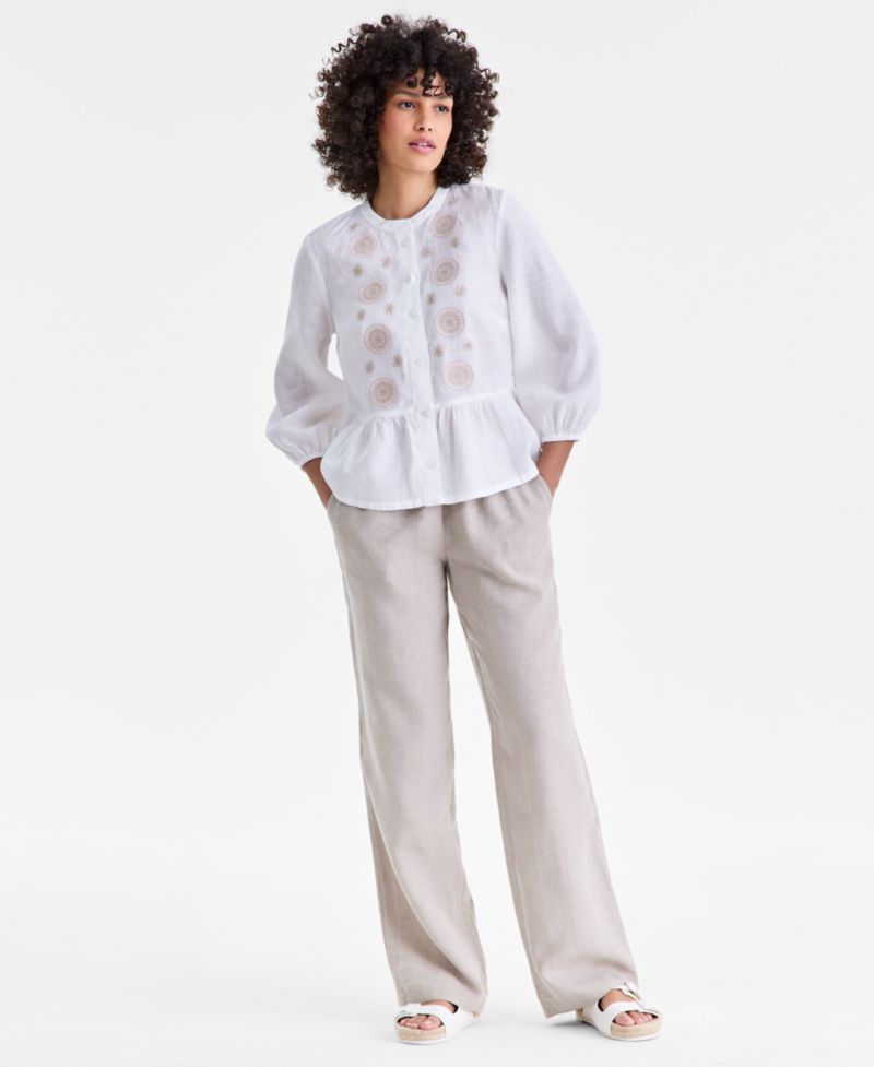 Women's 100% Linen Drawstring Pants
