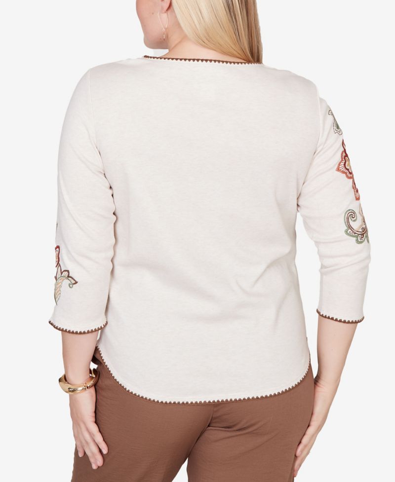 Petite Spice Market Asymmetrical Scroll Floral Round Hem Top